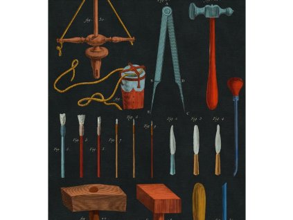 MINDTHEGAP Old tools anthracite - tapeta