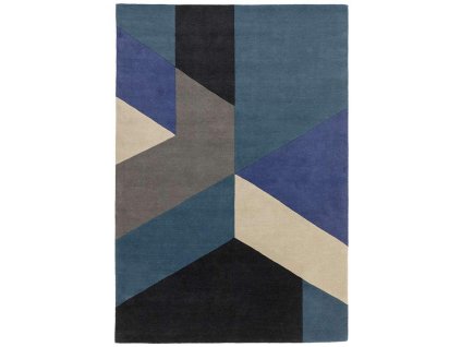 ASIATIC LONDON Reef RF13 Big Geo Blue Wool - koberec (ROZMER CM 200 x 290)