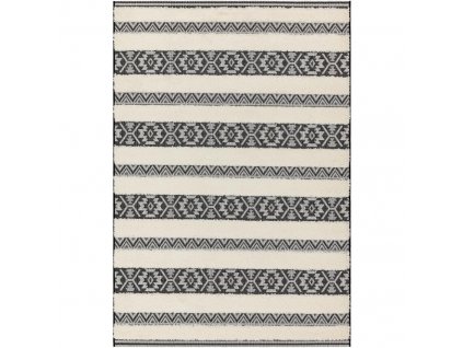 ASIATIC LONDON Alfresco Monty Black Cream Stripe - koberec
