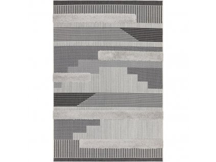 ASIATIC LONDON Alfresco Monty Black Grey Geometric - koberec