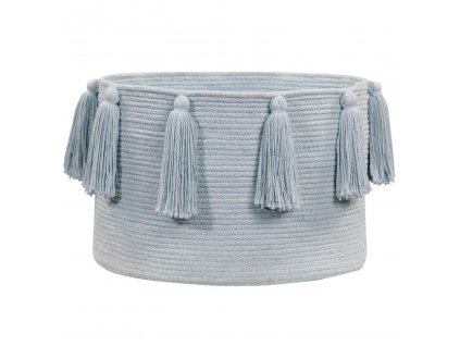 LORENA CANALS Pletený kôš Tassels Soft Blue - kôš