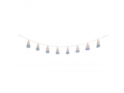 LORENA CANALS Girlanda Pom Pom Tie Dye Soft Blue - girlanda