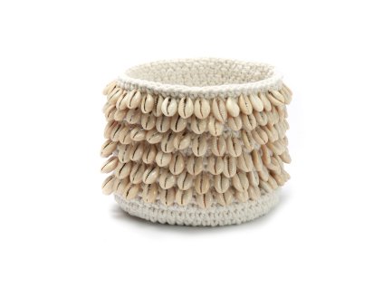 BAZAR BIZAR The Cowrie Macrame Planter - Natural M úložný kôš