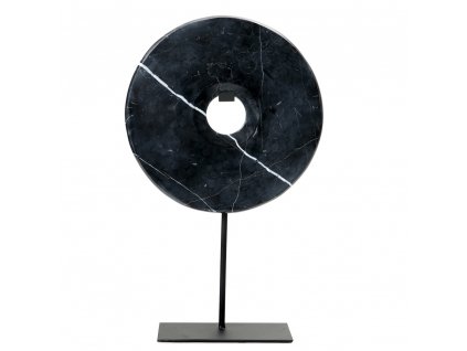 BAZAR BIZAR The Marble Disc on Stand - Black - L stojacia dekorácia