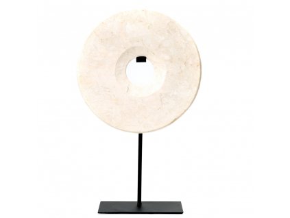 BAZAR BIZAR The Marble Disc on Stand - White - L stojacia dekorácia