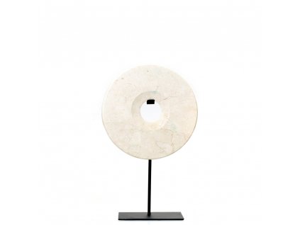 BAZAR BIZAR The Marble Disc on Stand - White - M stojacia dekorácia