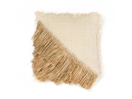 BAZAR BIZAR The Raffia Cotton Cushion Cover - Natural White - 40x40 obliečka