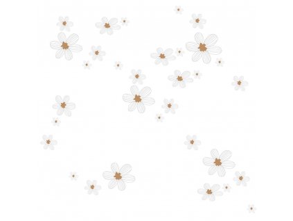 DEKORNIK Simple Graphic Flowers On White Background - Tapeta