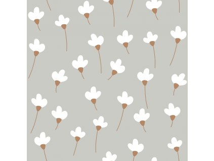 DEKORNIK Simple Daisies On Gray - Tapeta