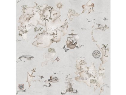 DEKORNIK Map Stories From The Sea Color - Tapeta