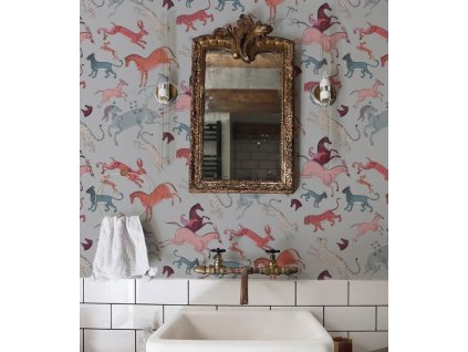 WALLCOLORS Oriental Animals Light Blue wallpaper - tapeta (POVRCH Wallstick)