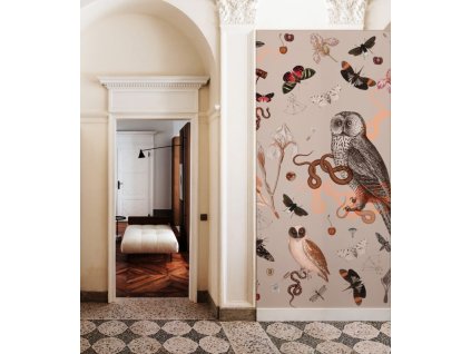 WALLCOLORS Pink Owls wallpaper - tapeta (POVRCH Wallstick)