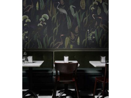 WALLCOLORS Calm Heron Navy wallpaper - tapeta (POVRCH Wallstick)