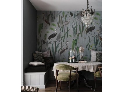 WALLCOLORS Calm Heron Mint wallpaper - tapeta (POVRCH Wallstick)
