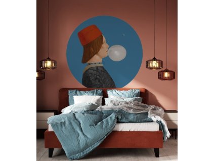 WALLCOLORS Dots Boy with Bubble Gum blue - tapeta (POVRCH Wallstick)
