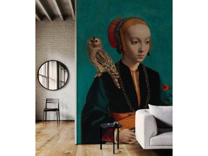 WALLCOLORS Owl lady wallpaper - tapeta (POVRCH Wallstick)