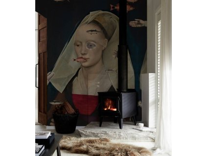 WALLCOLORS Nordic lady wallpaper - tapeta (POVRCH Wallstick)