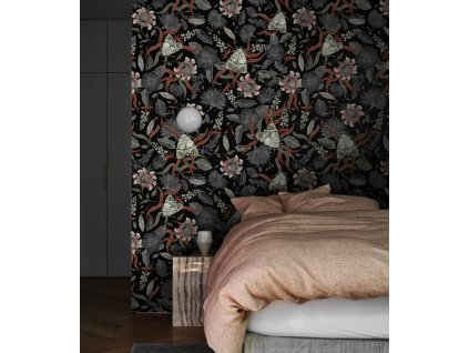WALLCOLORS Moth wallpaper - tapeta (POVRCH Wallstick)