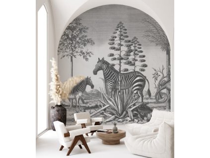 WALLCOLORS Zebra on Agave Wallpaper - tapeta (POVRCH Wallstick)
