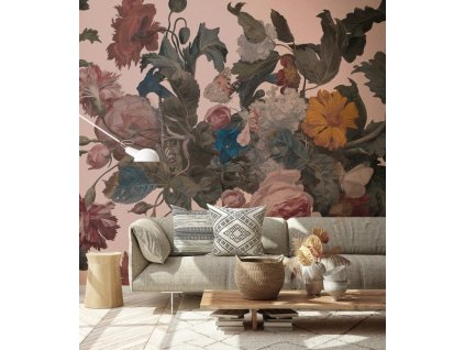 WALLCOLORS Dragonfly Garden Pink Wallpaper - tapeta (POVRCH Wallstick)