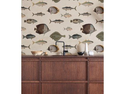 WALLCOLORS Under the Sea Beige wallpaper - tapeta (POVRCH Wallstick)