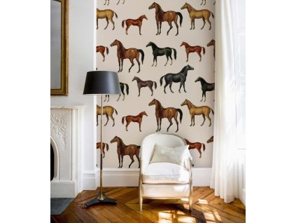 WALLCOLORS Horses Beige wallpaper - tapeta (POVRCH Wallstick)