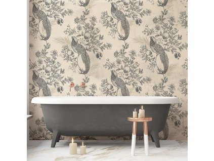 54783 vladila pomegranate garden in grey tapeta