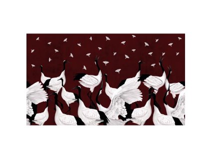 55824 1 vladila grus japonesis in burgundy tapeta