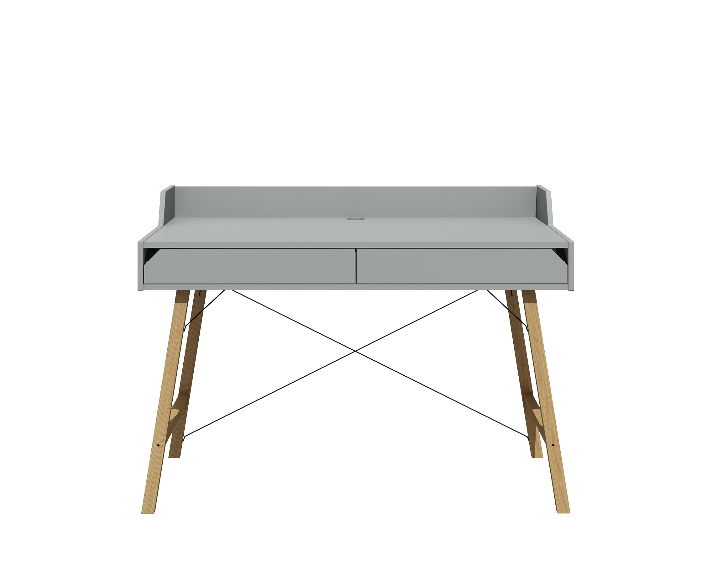 BELLAMY Lotta písací stôl, matná šedá/drevo