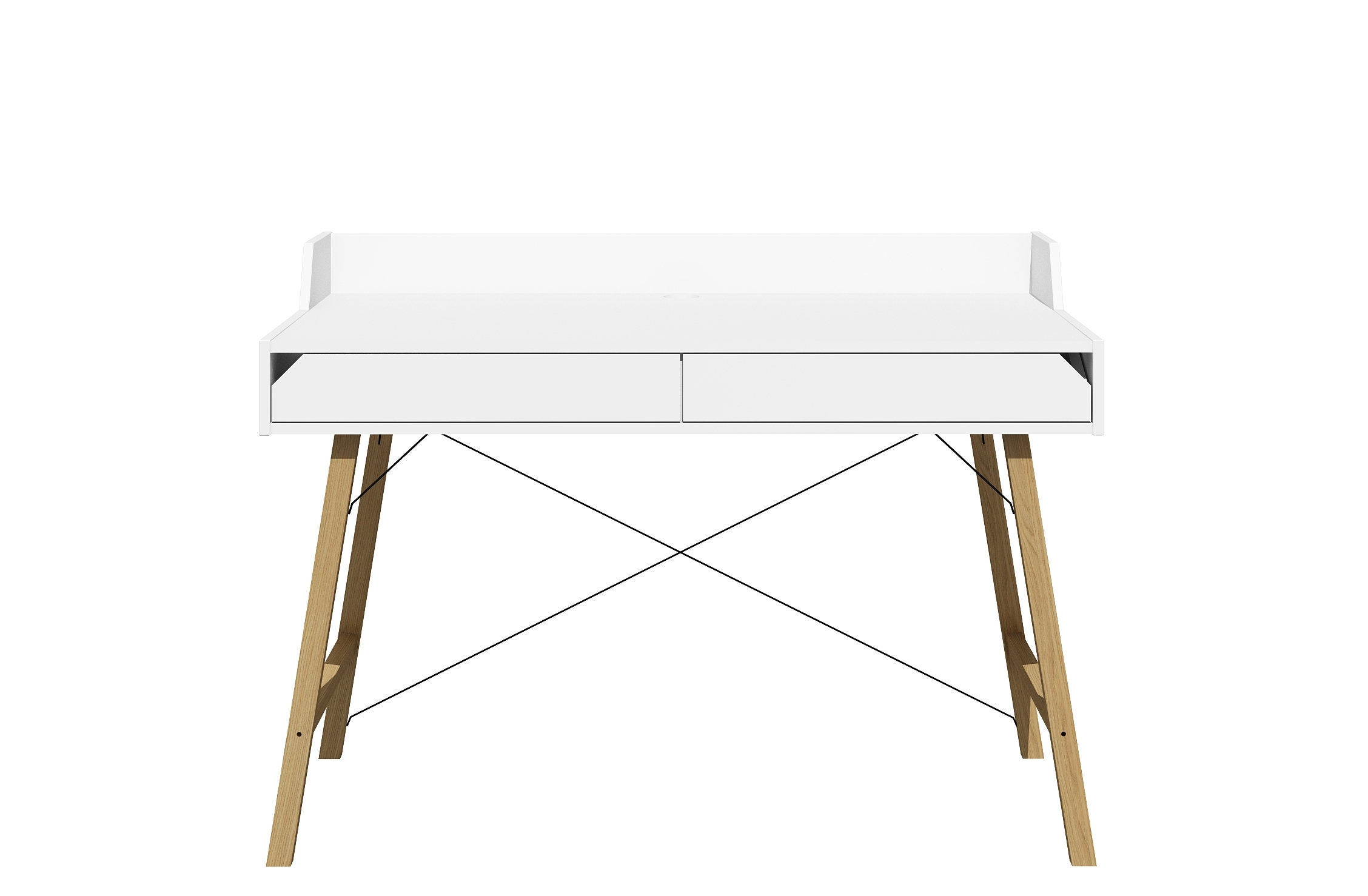 BELLAMY Lotta písací stôl, matná biela/drevo