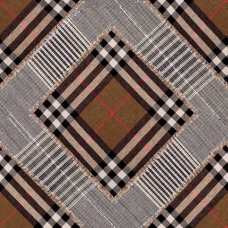 MINDTHEGAP Checkered Patchwork Mid Brown, hnedá/čierna/farebná skupina čierna + biela/farebná skupina hnedá + béžová