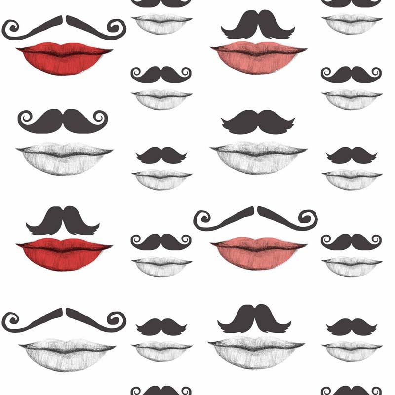 MINDTHEGAP Moustache and lips, čierna/biela/červená/farebná skupina červená/farebná skupina čierna + biela