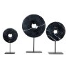 BAZAR BIZAR The Marble Disc on Stand - Black - L stojacia dekorácia