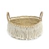 BAZAR BIZAR The Boho Fringe Basket - Natural White úložný kôš