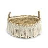 BAZAR BIZAR The Boho Fringe Basket - Natural White úložný kôš