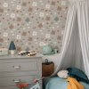 DEKORNIK Simple Olschood Graphic Flower Pattern Gray - Tapeta
