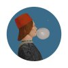 WALLCOLORS Dots Boy with Bubble Gum blue - tapeta (POVRCH Wallstick)