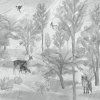 56094 3 vladila foggy forest faun in grey tapeta